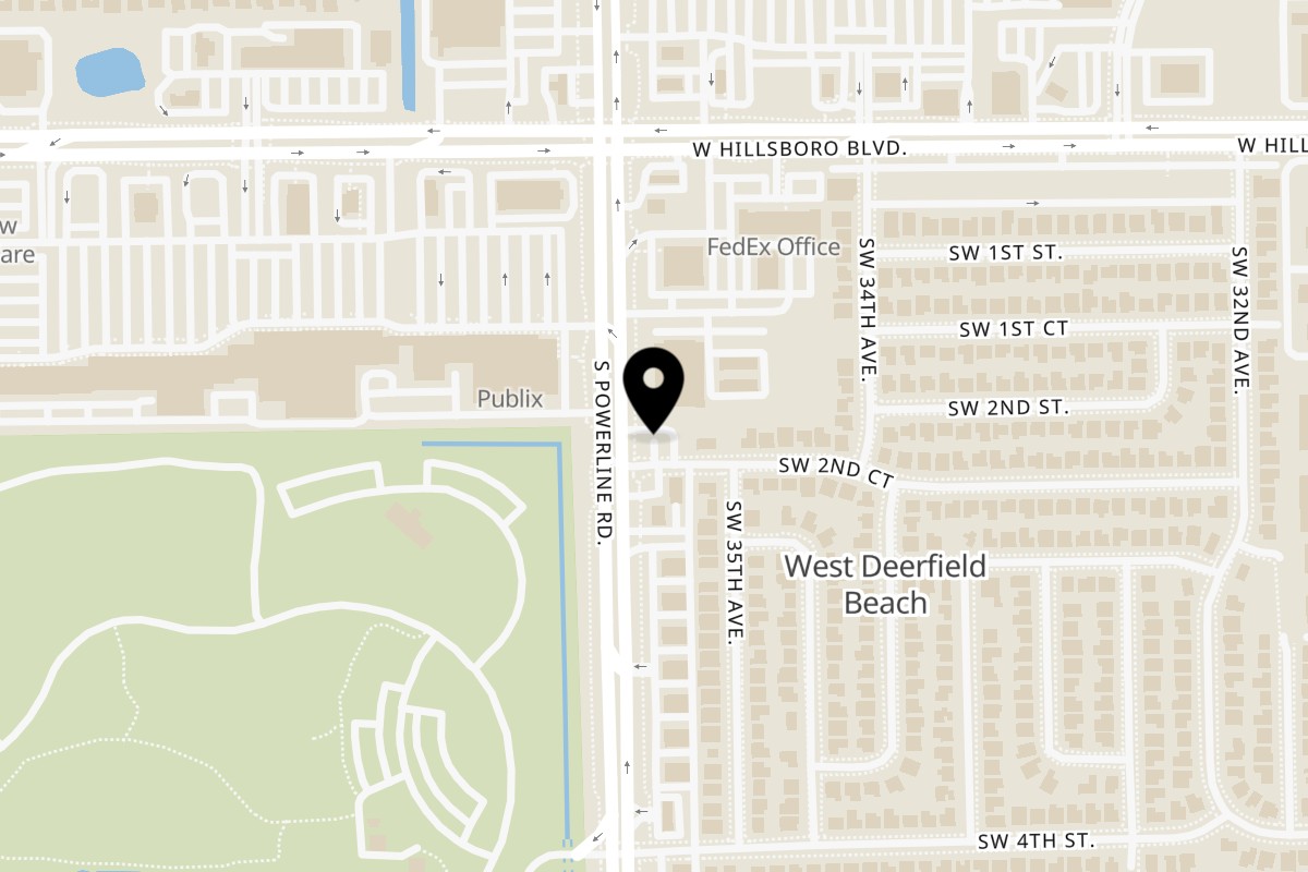Map showing the location of Cafe Pinar on 204 S Powerline Rd in Deerfield Beach